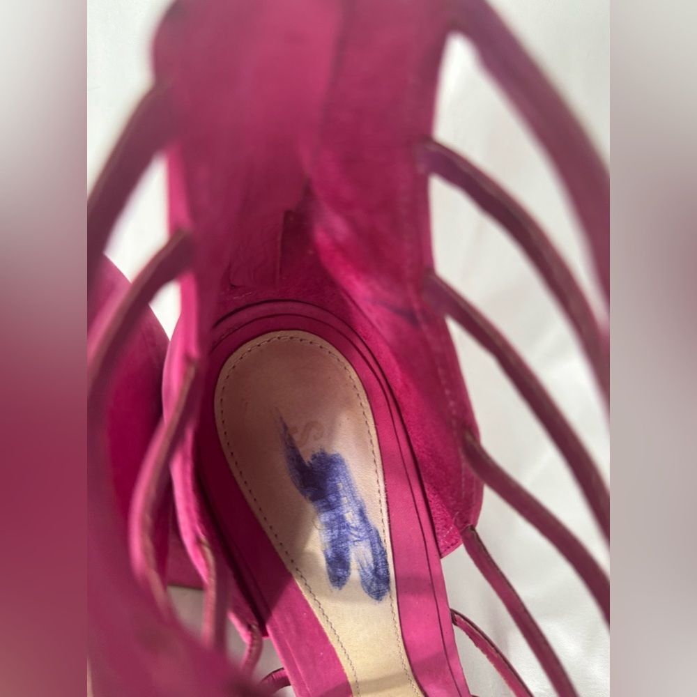 Schutz Women’s 9.5 JULIANNA BLOCK NUBUCK SANDAL Hot Pink Heels - Picture 8 of 11